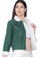 Women's Cotton Blend Blouson Fur Standard Length Jacket - Image 2