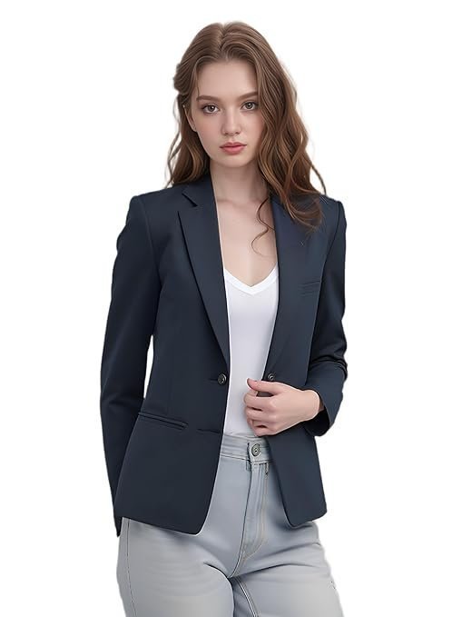 o1-1-5.jpg Long Blazer for Women Casual & Professional Look, Durable Satin Coat - Image 1