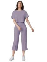 Women Ribbed Floral Stylish Co-Ord Set – Trendy Korean Summer Travel Outfit | 2 Piece Dress for Holiday Look | Hangouts | Picnic | Vacation Wear | Drop Shoulder Short Sleeve