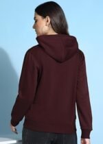 Women's Solid Zipper Hooded Sweatshirt | Front Zip, Ribbed Hem, Lined Hood, Casual Winter Wear - Image 4