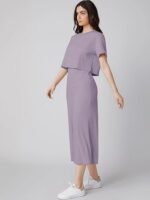 Women Ribbed Floral Stylish Co-Ord Set – Trendy Korean Summer Travel Outfit | 2 Piece Dress for Holiday Look | Hangouts | Picnic | Vacation Wear | Drop Shoulder Short Sleeve - Image 4