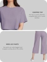 Women Ribbed Floral Stylish Co-Ord Set – Trendy Korean Summer Travel Outfit | 2 Piece Dress for Holiday Look | Hangouts | Picnic | Vacation Wear | Drop Shoulder Short Sleeve - Image 2