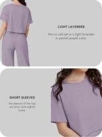 Women Ribbed Floral Stylish Co-Ord Set – Trendy Korean Summer Travel Outfit | 2 Piece Dress for Holiday Look | Hangouts | Picnic | Vacation Wear | Drop Shoulder Short Sleeve - Image 3