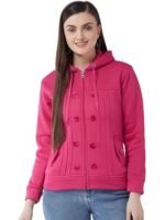 Casual Solid Full Sleeves Stylish Women Fleece Jacket with Zipper Hoodie II Hooded Neck II Winter Wear