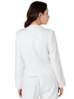 Women's White Solid Fitted Blazer - Image 4
