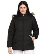 Nylon Regular Length Jacket For Girls Solid Color Women's Winter Jacket Stylish Quilted Regular Fit Full Sleeves Jacket