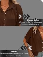 Shirts for Women – Korean Style Short Sleeve Oversized Button Down | Plus Size Workwear Top for Office & Casual Wear - Image 3