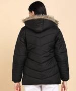 Nylon Regular Length Jacket For Girls Solid Color Women's Winter Jacket Stylish Quilted Regular Fit Full Sleeves Jacket - Image 3