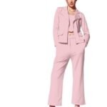 Women's Cuff Sleeve Lycra Collared Neck 3 Piece Blazer Co-Ords Dress