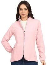 Women's Standing Collar Zipper Fleece Standard Length Jacket