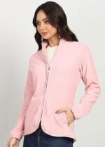 Women's Standing Collar Zipper Fleece Standard Length Jacket - Image 5