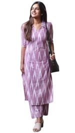 Women's Cotton Ikat Print Kurta Set | Soft Fabric | Stylish Ethnic Suit