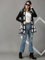 Women's Knitted Stretchable Cardigan Front-Open Full Sleeve Winter Long Shrug Jacket - Image 4