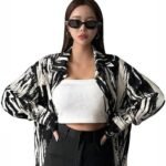 Women's Rayon Oversized Fit Crop Top Korean Style Long Sleeve Oversized Button Down | Workwear Top for Office & Casual Wear