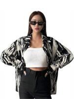 Women's Rayon Oversized Fit Crop Top Korean Style Long Sleeve Oversized Button Down | Workwear Top for Office & Casual Wear