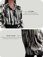 Women's Rayon Oversized Fit Crop Top Korean Style Long Sleeve Oversized Button Down | Workwear Top for Office & Casual Wear - Image 2