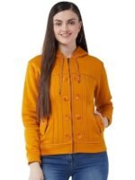 Casual Solid Full Sleeves Stylish Women Fleece Jacket with Zipper Hoodie II Hooded Neck II Winter Wear