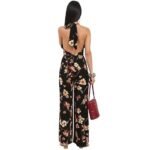 Women’s Floral Jumpsuit – Sleeveless Halter Neck Wide Leg One Piece Outfit – Casual Summer Beachwear, Vacation, Resort & Travel Wear Romper for Women - Image 2
