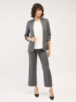 Spunky-Beige Brown Ruched Sleeve Blazer - Image 4
