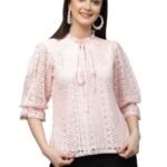 Women Summer Blue Lace Caual Top