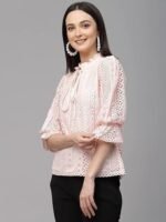 Women Summer Blue Lace Caual Top - Image 4