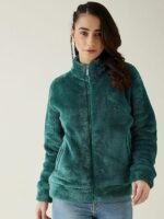 Women Solid Full Sleeve Fur Standard Length Jacket For Winter - Image 5