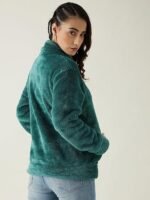 Women Solid Full Sleeve Fur Standard Length Jacket For Winter - Image 4