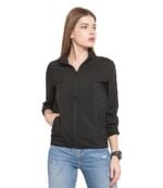 Women Polyester Standard Length Idry | Breathable Summer | Lightweight Jackets L Foldable,Water-Repellent Jackets, Black, Large