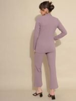 Set for Women|Collared Neck Co-ord Set for Women| Blazer and Trouser|Solid Co-ord Set|Coat and Pant|2 Piece|Formal Co-ord Set for Women| Lycra Co-ord Set - Image 5