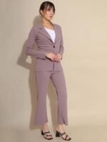 Set for Women|Collared Neck Co-ord Set for Women| Blazer and Trouser|Solid Co-ord Set|Coat and Pant|2 Piece|Formal Co-ord Set for Women| Lycra Co-ord Set - Image 2