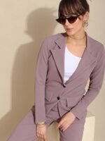 Set for Women|Collared Neck Co-ord Set for Women| Blazer and Trouser|Solid Co-ord Set|Coat and Pant|2 Piece|Formal Co-ord Set for Women| Lycra Co-ord Set - Image 3