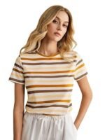 Tops for Woman | Spandex Top | T-Shirt | Tshirt | Western | for Jeans | Short Sleeve | Stretchable | Striped Printed