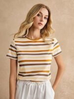 Tops for Woman | Spandex Top | T-Shirt | Tshirt | Western | for Jeans | Short Sleeve | Stretchable | Striped Printed - Image 2