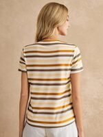 Tops for Woman | Spandex Top | T-Shirt | Tshirt | Western | for Jeans | Short Sleeve | Stretchable | Striped Printed - Image 3