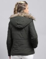 Womens Solid Detachable Hood Full Sleeve Jacket (224067470) - Image 2