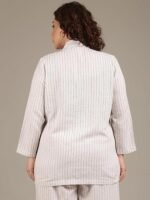 Women's Plus Size White Pine Striped Linen Formal Blazer (Blazer 003 WHTSTRP) - Image 4