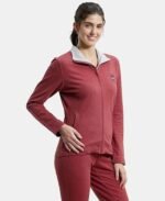 Women's Super Combed Cotton Elastane Stretch Full Zip High Neck Jacket With Convenient Front Pockets
