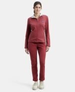 Women's Super Combed Cotton Elastane Stretch Full Zip High Neck Jacket With Convenient Front Pockets - Image 2
