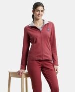 Women's Super Combed Cotton Elastane Stretch Full Zip High Neck Jacket With Convenient Front Pockets - Image 3