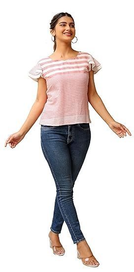 www1-1.jpg Women's Stripe Printed Regular Fit Top for Women - Image 1