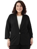 Women's Plus Size Black Scuba Crepe Formal Blazer - (Blazer_002_SCBLK)