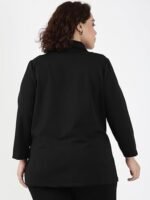 Women's Plus Size Black Scuba Crepe Formal Blazer - (Blazer_002_SCBLK) - Image 4