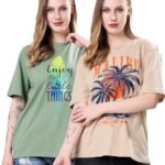 Women's Cotton Blend Oversized Fit Oversized Tshirt || Oversized Tshirt- Pack of 2