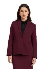 Gritty-Burgundy Single Breasted Blazer