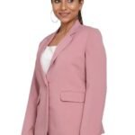 Blazer for Women Formal Wear | Office Wear Dress for Women | Casual Women Blazer | Single Breasted | Notched Collar | Button Closure | Polyester | Pink