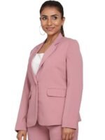 Blazer for Women Formal Wear | Office Wear Dress for Women | Casual Women Blazer | Single Breasted | Notched Collar | Button Closure | Polyester | Pink