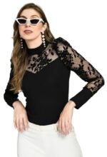 Women Regular Sleeve High Neck Solid Top - Image 3