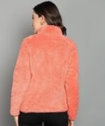 Women’s Fluffy Yarn Fleece Full-Zip Jacket | Soft Lightweight Warm Outerwear with Stand Collar & Piping at Hem & Cuffs - Image 2