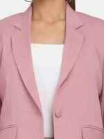 Blazer for Women Formal Wear | Office Wear Dress for Women | Casual Women Blazer | Single Breasted | Notched Collar | Button Closure | Polyester | Pink - Image 3