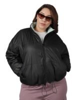 Women's Standard Length Standard Length Solid Oversized Fit Full Sleeve Collar Nylon Jacket